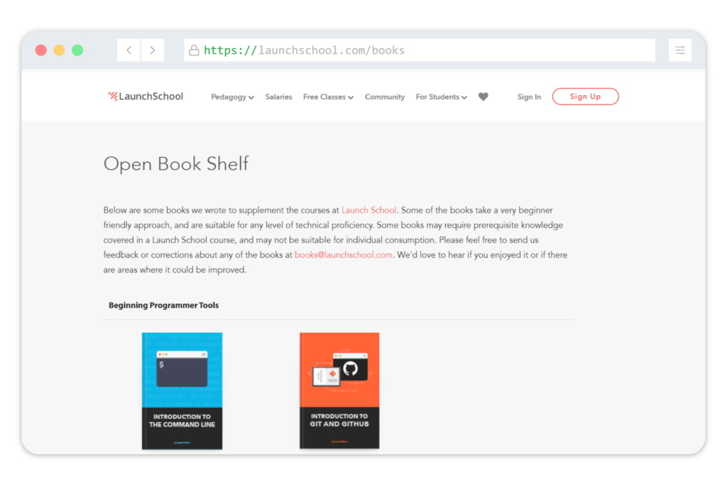 LaunchSchool's Open Book Shelf