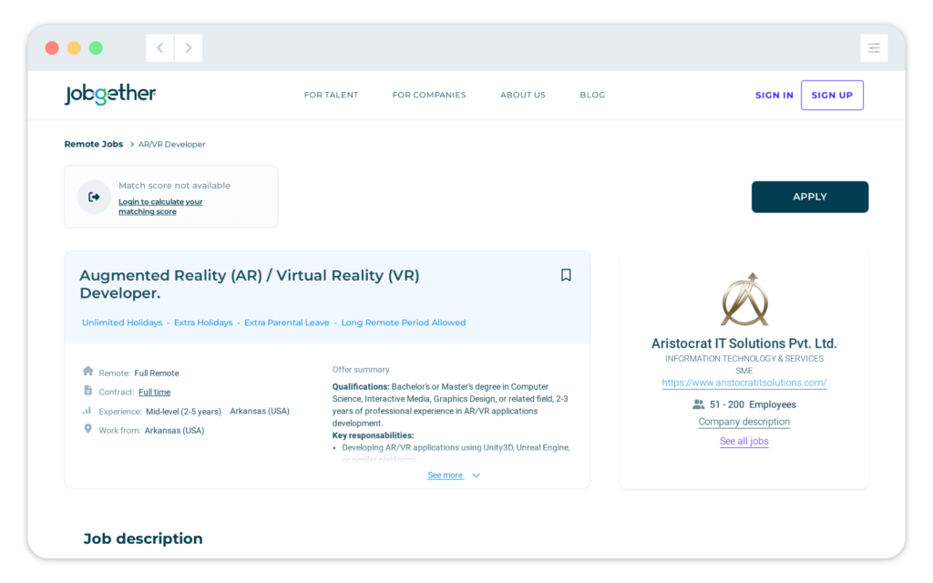 AR/VR Developer